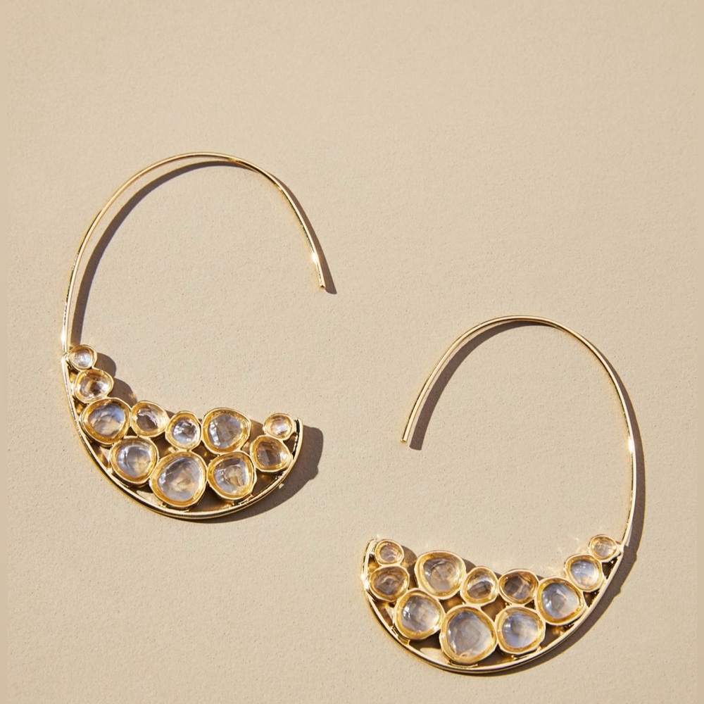 Anthropologie Pebbled Crystal Hoop Earrings